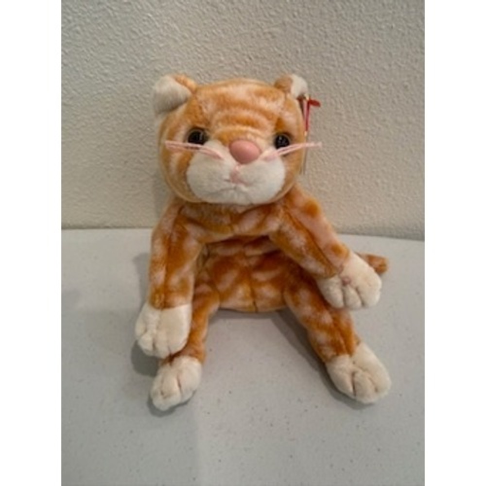 Ty Beanie Baby Amber Ginger Tabby Cat Orange Striped Kitten Plush 1999 Vintage